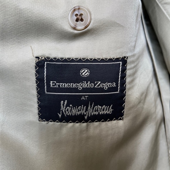 Ermenegildo Zegna Men’s Sport Coat Beige Green Check Plaid Wool Silk Blend 48 - Picture 4 of 9